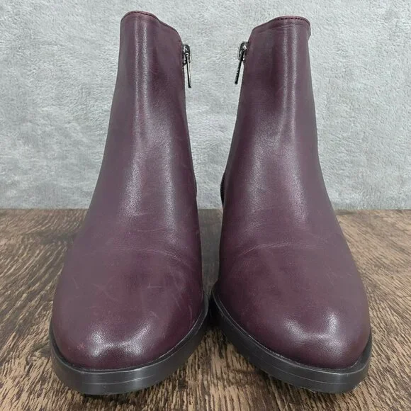 Coach Carmen Booties 6 Wine Red Suede Leather 2 Tone Designer Ankle Zip Classic